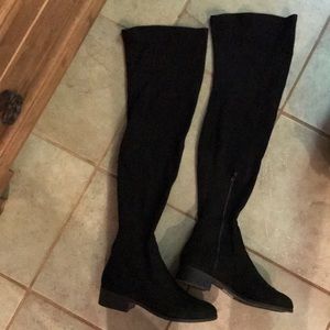 Black suede OTK boots